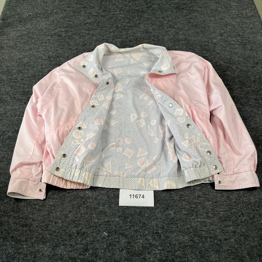 IZZI Reversible Jacket Womens Medium Pink Patterned Quilted Snap Front Light